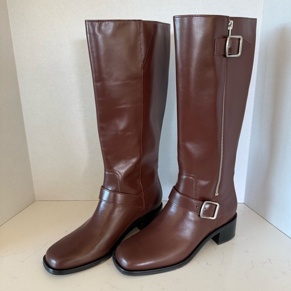 Vince Leighton Leather Tall Boots | Brown | Size 6 | New Without Box